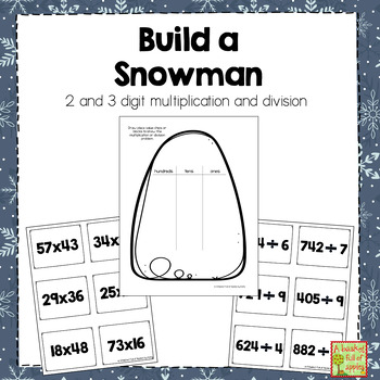 Preview of Winter Snowman Math Craft for Multiplication and Division