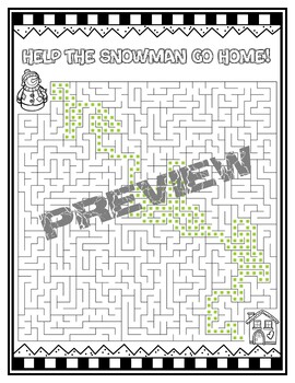 Winter Snowman Maze by Miss Amy's Creations | TPT