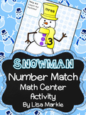 Winter Snowman Number Match Math Center Activity for Preschool