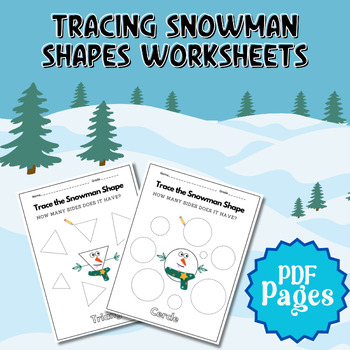 Preview of Winter Snowman Shapes Trace and Color Printables Worksheets