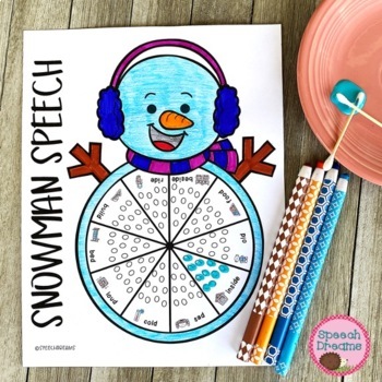 Preview of Winter Speech and Language Activity Snowman Therapy 100 trials Worksheet
