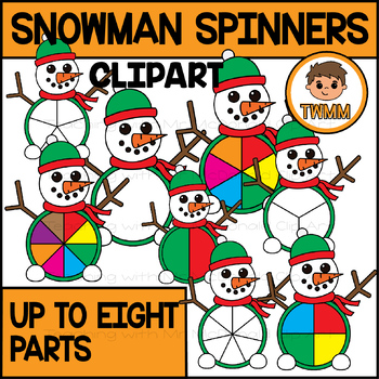 Preview of Winter Snowman Spinners l Fractions & Board Game Clip Art l TWMM