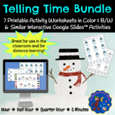 Winter Snowman Telling Time Bundle Printables and Interact