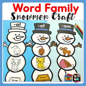 Preview of Winter Snowman Word Family Activity | Winter Short Vowel Activities