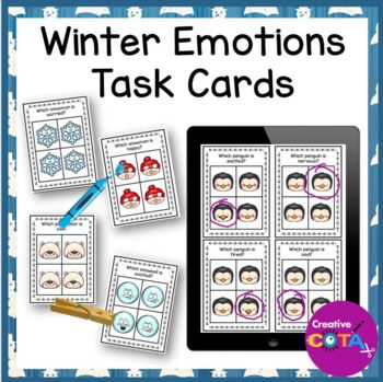 Preview of Occupational Therapy Winter SEL Skills Find the Difference Task Cards