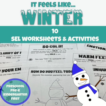 Preview of Winter Social Emotional Learning Worksheets & Activities Pre-K  Kindergarten 1st