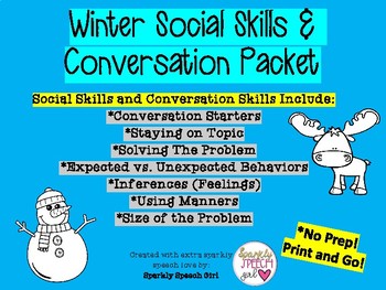 Preview of Winter Social Skills and Conversation Skills Packet No Prep! Print and Go!