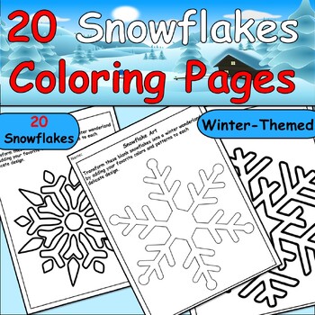 Preview of Winter Solstice: Geometric Elegance in Intricate Snowflake Coloring Pages/Sheets