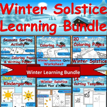 Preview of Winter Solstice Learning Bundle:Quizze,Craft & Coloring for Seasonal Exploration