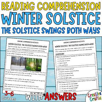 Preview of Winter Solstice 3-6th Reading Comprehension Worksheets with Diagrams and Answers