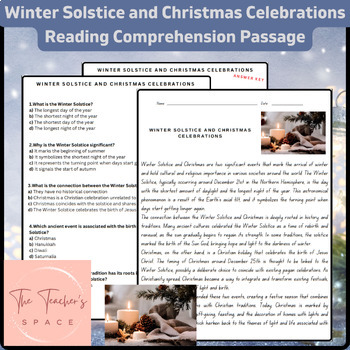 Preview of Winter Solstice and Christmas Celebrations Reading Comprehension Passage