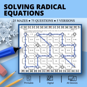 Preview of Winter: Solving Radical Equations Maze Activity