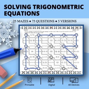 Preview of Winter: Solving Trigonometric Equations Maze Activity