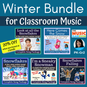 Preview of Winter Song Bundle for Classroom Music | Five Original Song Packages