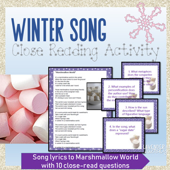 Preview of Winter Song Close Read Activity