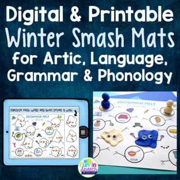Preview of Printable and Digital Winter Speech and Language Smash Mat Activities