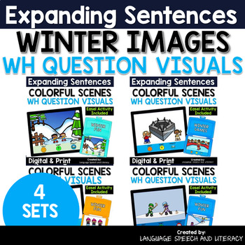 Preview of Winter Speech Therapy Activity Bundle | WH Questions | Digital & Print