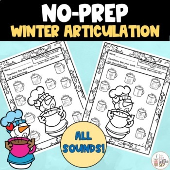 Preview of Winter Speech Therapy Articulation Homework Worksheet No Prep