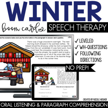 Preview of Winter Speech Therapy BOOM CARDS™ Language Activities  