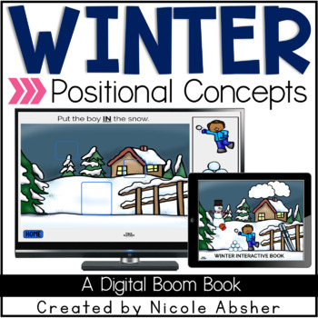 Preview of Winter Speech Therapy Basic Concepts & Following Directions BOOM™ CARDS 
