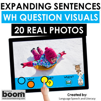 Preview of Winter Speech Therapy Boom Cards, Language, WH Questions, Real Photos, GIFs