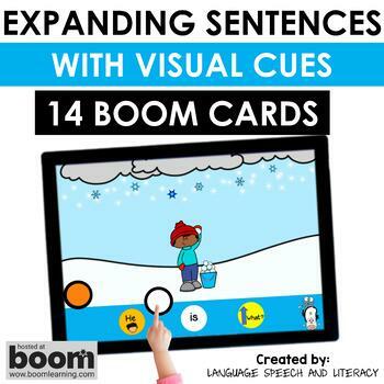 Preview of Winter Speech Therapy Boom Cards, WH Questions, Animated Verb GIFs 