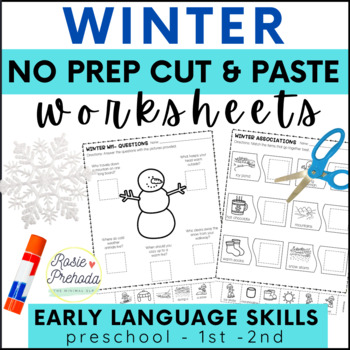 Preview of Winter Speech Therapy No Prep Cut & Paste Language Activities