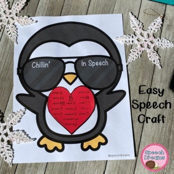 Preview of Valentines Day Speech Language Therapy Activity | Penguin: Early Intervention