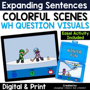 Preview of Winter Speech Therapy, Photos, WH Question Visuals, Language, Increase MLU