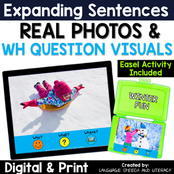 Preview of Winter Speech Therapy, Picture Scenes for Speech Therapy, WH Questions Visuals