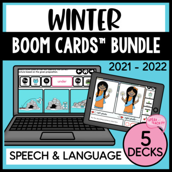 Preview of Winter Speech and Language 2021 No Prep Boom Cards™ BUNDLE