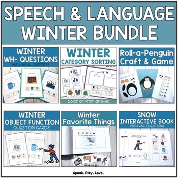 Preview of Winter Speech and Language Activities - January February Speech Therapy - Autism