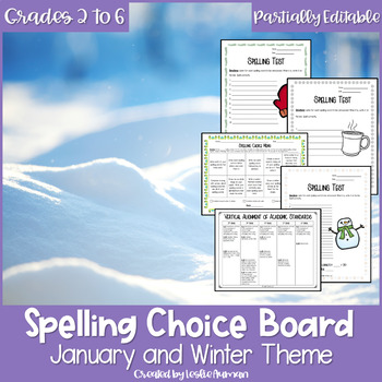Preview of EDITABLE Winter Spelling Choice Board