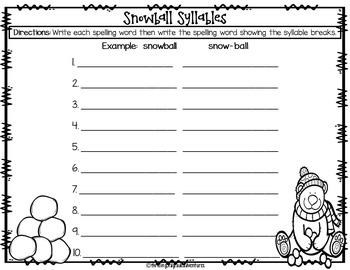 Winter Spelling Worksheets by Thrilling 3rd Grade Adventures | TPT