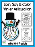Winter Spin, Say & Color Articulation Freebie (Initial th sound)