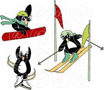 skiing penguin clip art