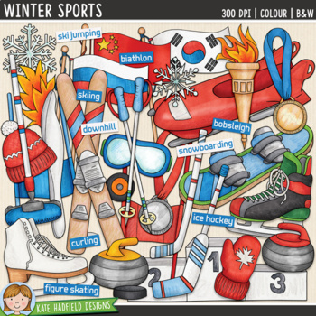 Preview of Winter Sports Clip Art (Kate Hadfield Designs)