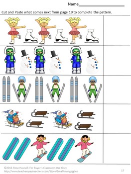 winter sports cut and paste activities special education math reading worksheets