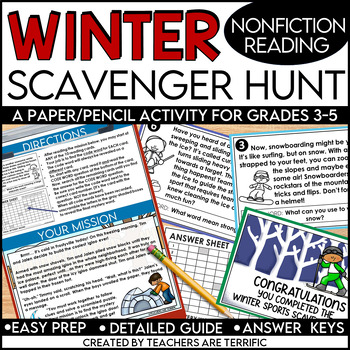 Preview of Winter Sports Fun Scavenger Hunt featuring Nonfiction Reading