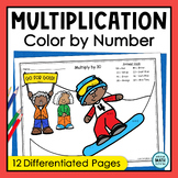 Winter Sports Multiplication Facts Fluency Practice Color 