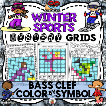Preview of Winter Sports Mystery Grids (Bass Clef)