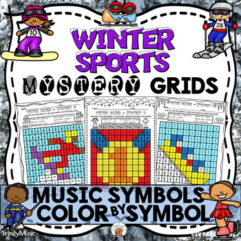 Preview of Winter Sports Mystery Grids (Music Symbols)