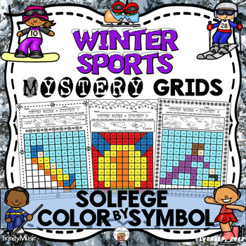 Preview of Winter Sports Mystery Grids (Solfege)