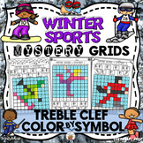 Winter Sports Mystery Grids (Treble Clef)