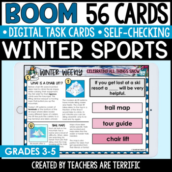 Preview of Winter Sports Nonfiction Reading Boom Cards - Digital