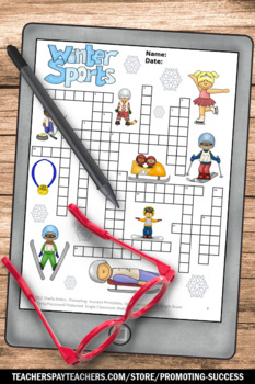 Winter Sports Activities Vocabulary Crossword Puzzle Early Finishers