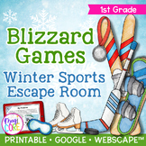 Winter Sports Reading Comprehension Review Escape Room 1st