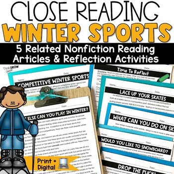 Preview of Winter Sports Reading Passages February Close Read Activity 3rd 4th 5th Grade