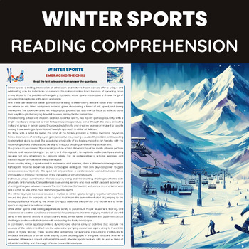 Preview of Winter Sports Reading Comprehension Worksheet | Skiing and Skating