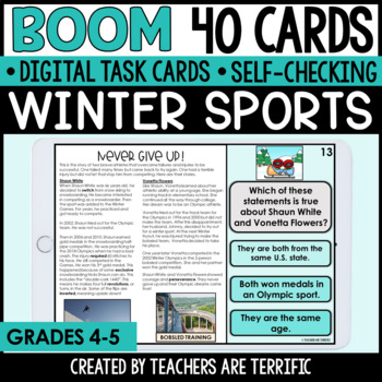 Preview of Winter Sports Reading Passages Boom Cards - Digital